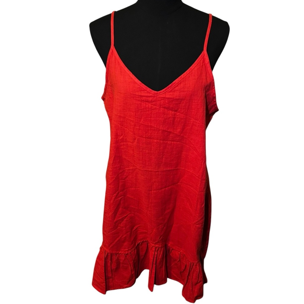 Red Ruffle Midi Sun Dress Size Large
